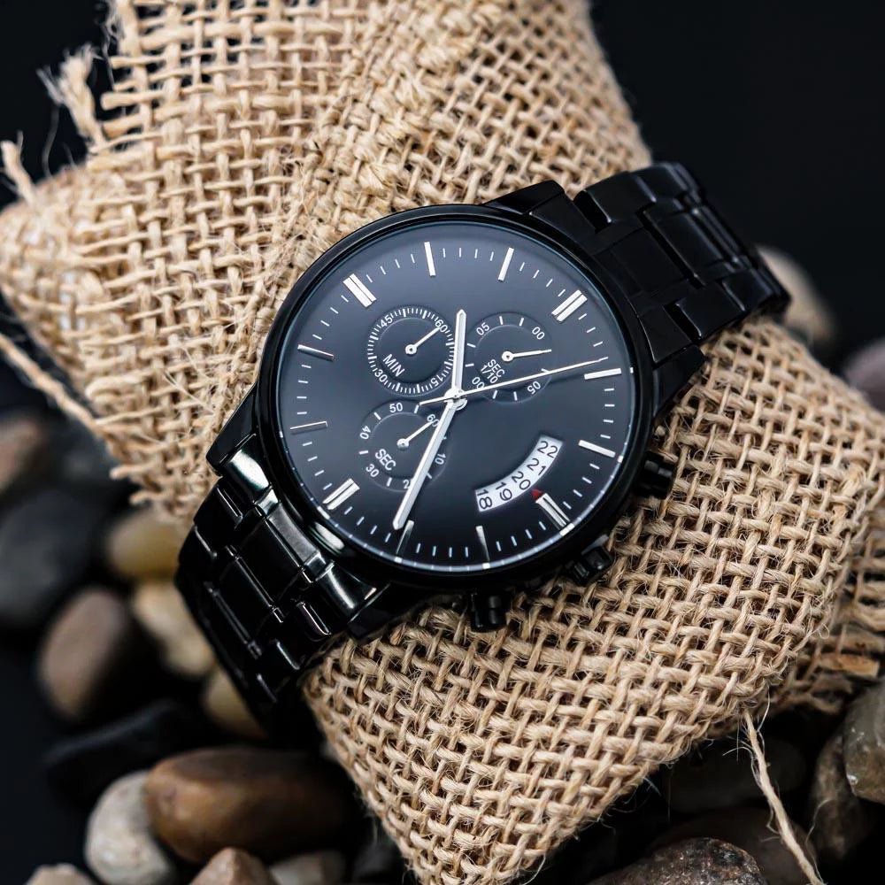 To My Future Husband - Stunning Customized Dark Chronograph Watch - Getting Married, Gift For Fiance