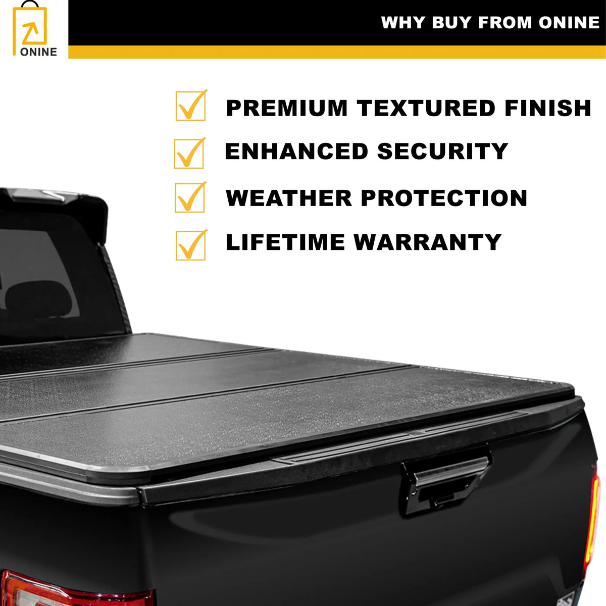ONINE AWH Hard Tri-Fold Truck Bed Tonneau Cover Custom Fit 2019-2024 Dodge Ram 1500 New Body 5.7ft Bed(67"), Does not fit Classic, Does Not Fit with Multi-Function (Split) Tailgate or RamBox