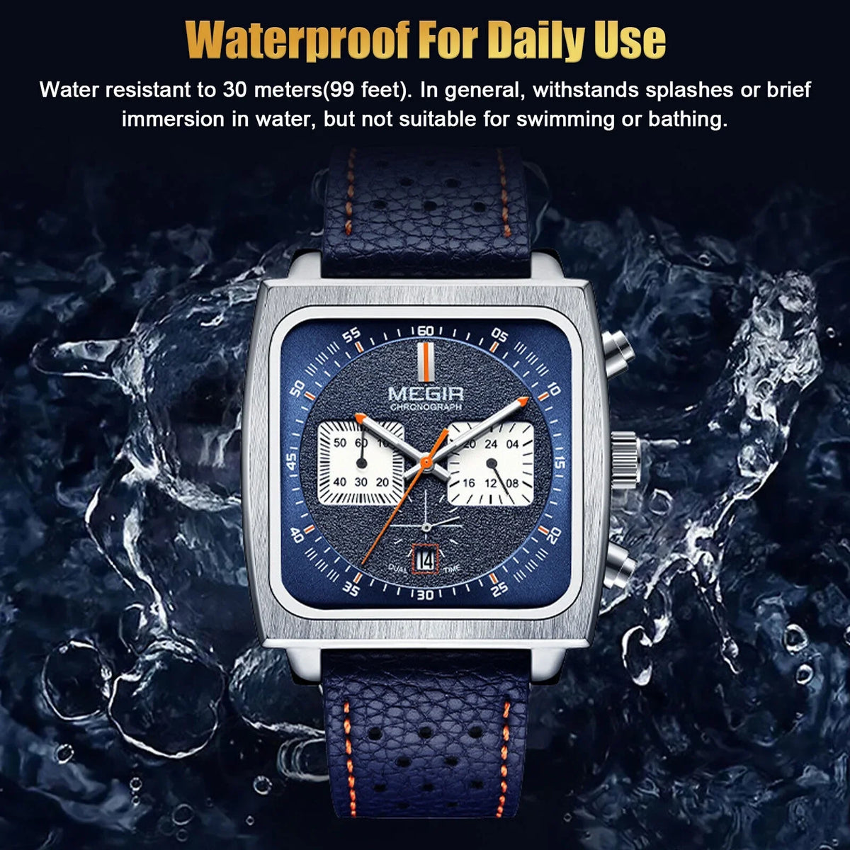 MEGIR Waterproof Men's Quartz Watch Leather Luminous Business Chronograph Luxury