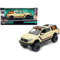 Maisto 1-27 Scale Diecast 2019 Ford Ranger Lariat Fx4 Pickup Truck Sand with Stripe off Road Series Model Car, Tan