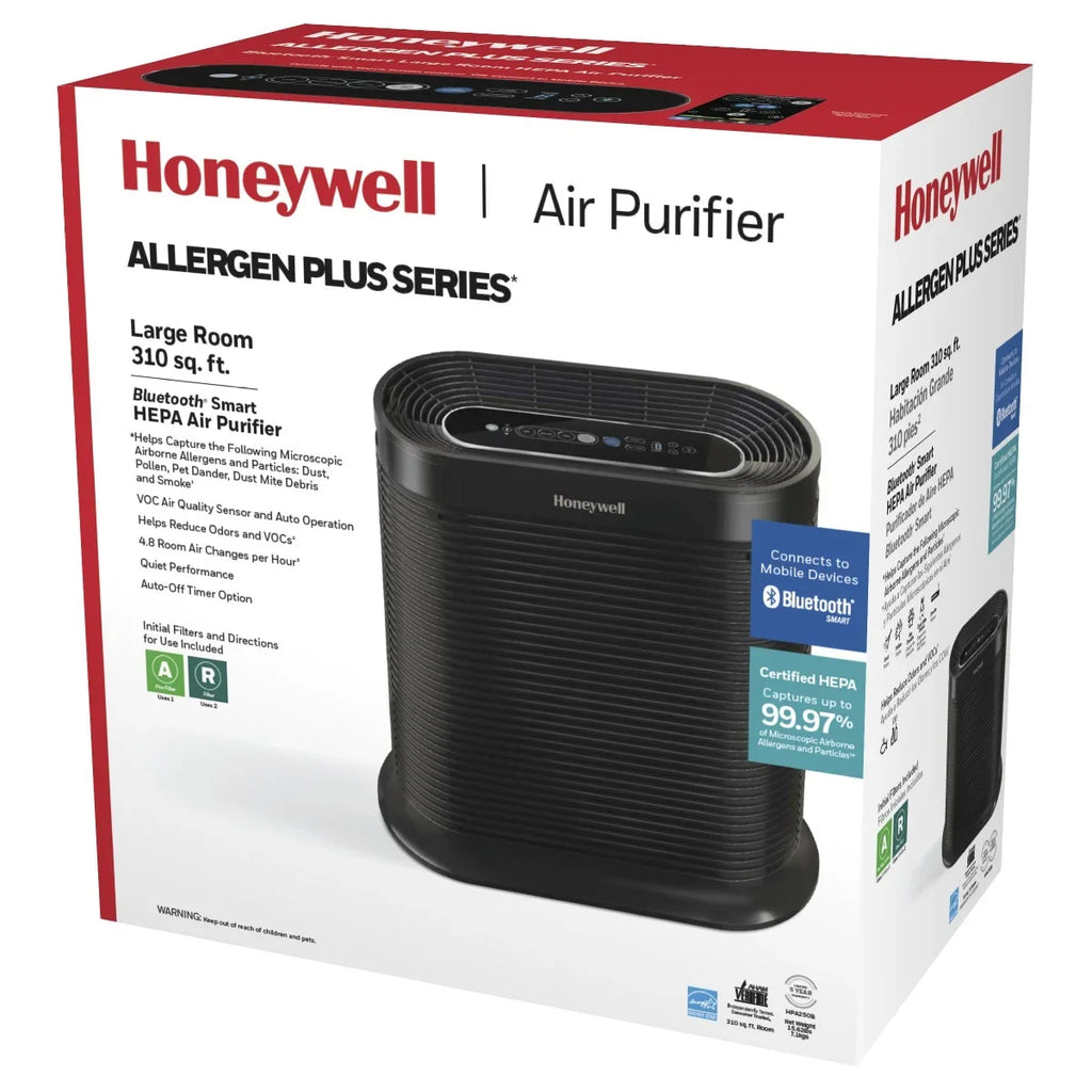 Honeywell Bluetooth HEPA Air Purifier for Large Rooms (310 sq ft), Charcoal HPA250B