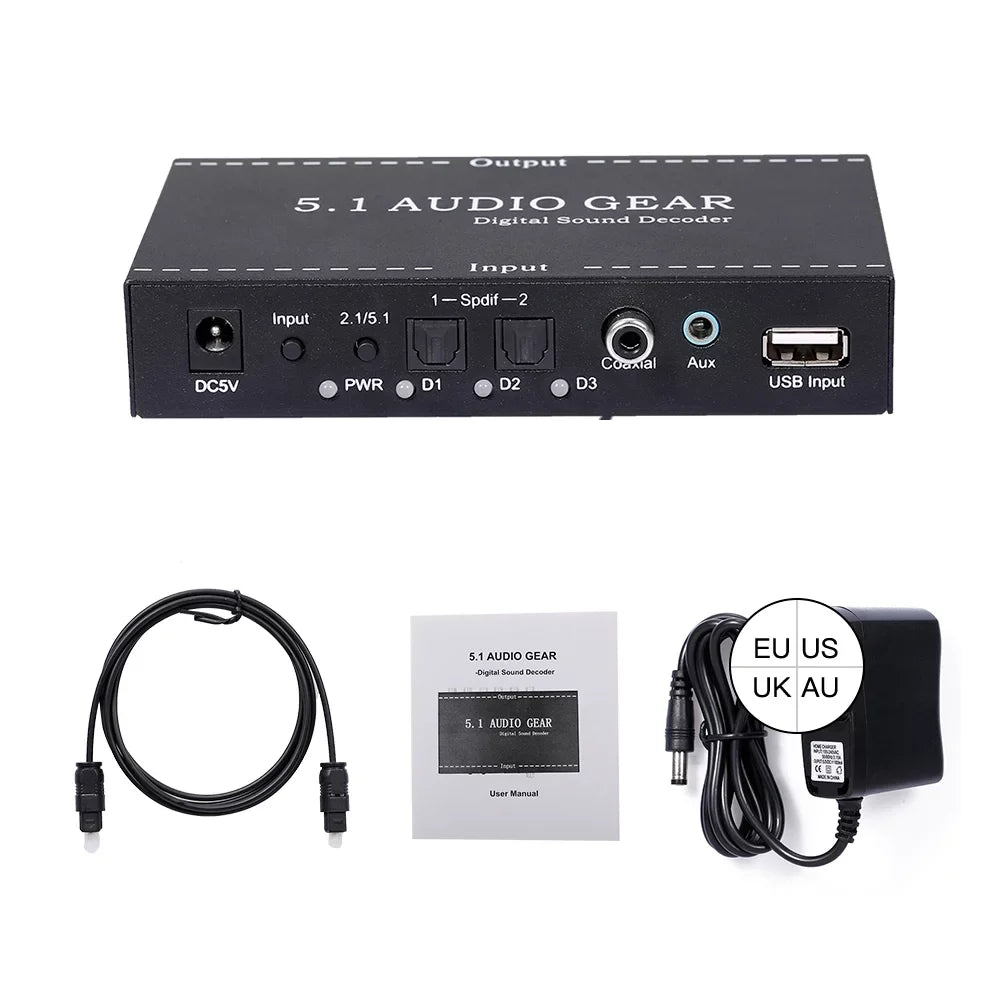 moobody NK-A6L 5.1 Audio Gear Digital Sound Decoder Audio Converter 3.5mm Audio Output Replacement for Dolby Digital AC-3 Plug