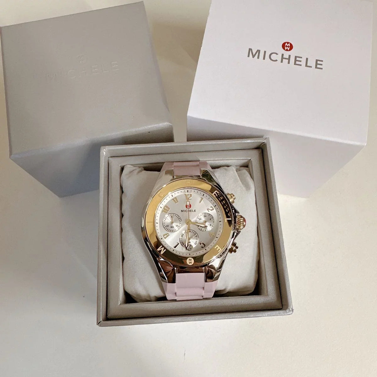 Michele MWW12F000105 Jelly Bean Tahitian Two Tone Gold Silver Pink Watch