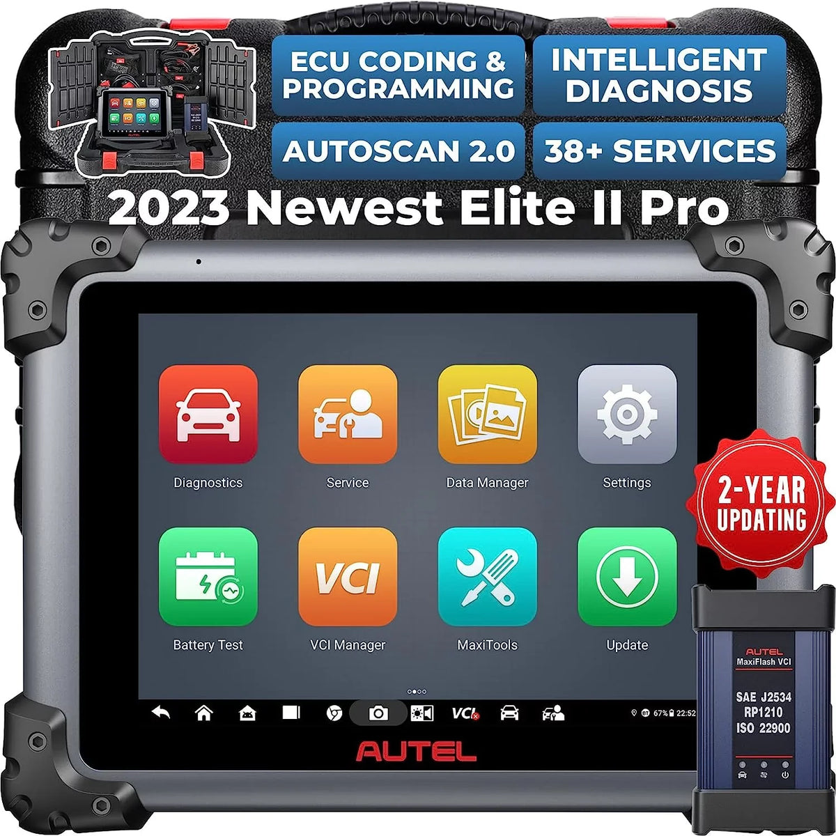 Autel MaxiSys Elite II Pro Car Diagnostic Scan Tool Intelligent Diagnostic 2.0, J2534 ECU Programming & Coding, 38+ Services 2 Years Free New Ver. of MS919/ MS909/ Elite 2