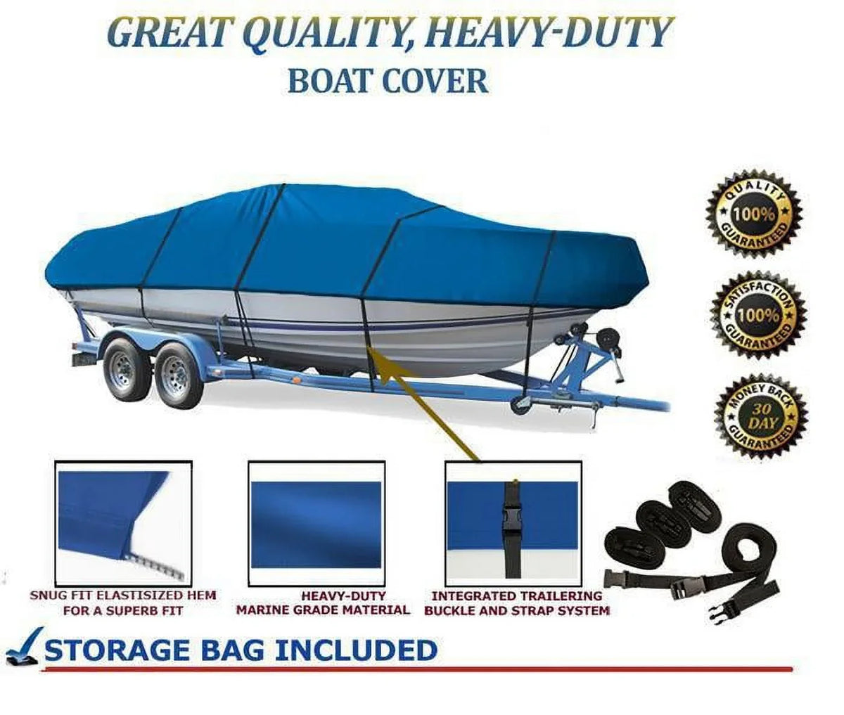BLUE, GREAT QUALITY BOAT COVER Compatible for CAJUN ESPIRIT GRAND PRIX 1989