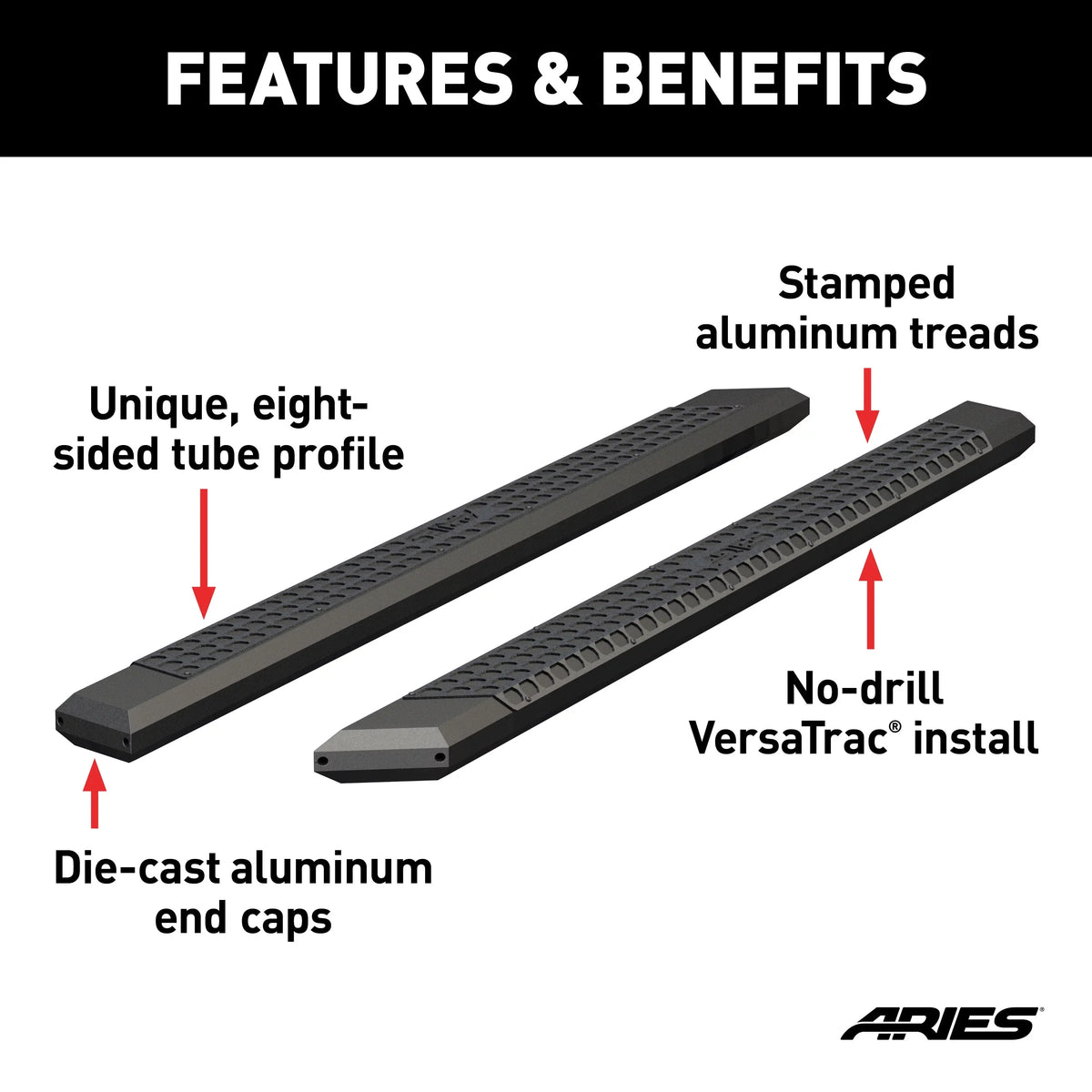 AdvantEDGE 5-1/2" x 91" Charcoal Aluminum Side Bars (No Brackets) Fits select: 2015,2017-2024 CHEVROLET SILVERADO