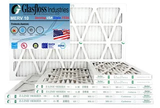 Glasfloss 24x24x1 - MERV 10 -Qty:4 - Furnace Air Filter - Made in USA (Actual Size: 23.5 x 23.5x7/8 Centimeter