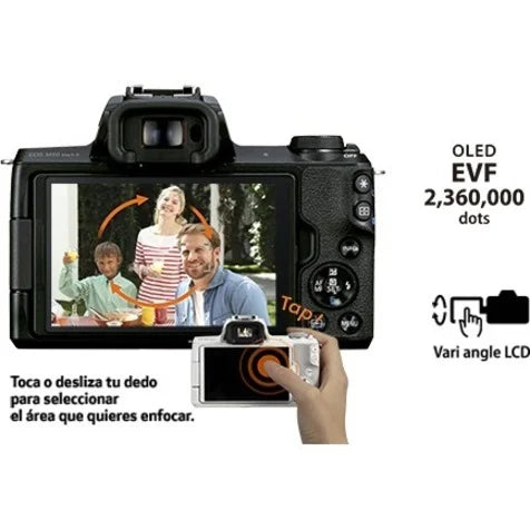 Canon EOS M50 Mark II 24.1 Megapixel Mirrorless Camera with Lens, 0.59", 1.77", Dark