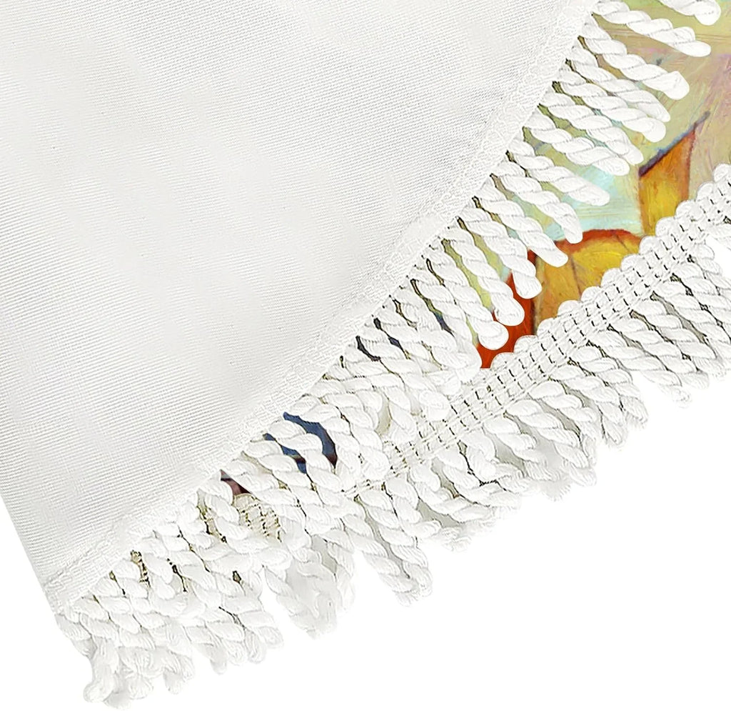 Wellsay Christmas Tree Skirt Fishing Boats Sea Landscape with Tassel 30 Inch Xmas Tree Decorations Farmhouse for All Season Holidays Wedding Party Slim Tree Mat Decor Ornaments
