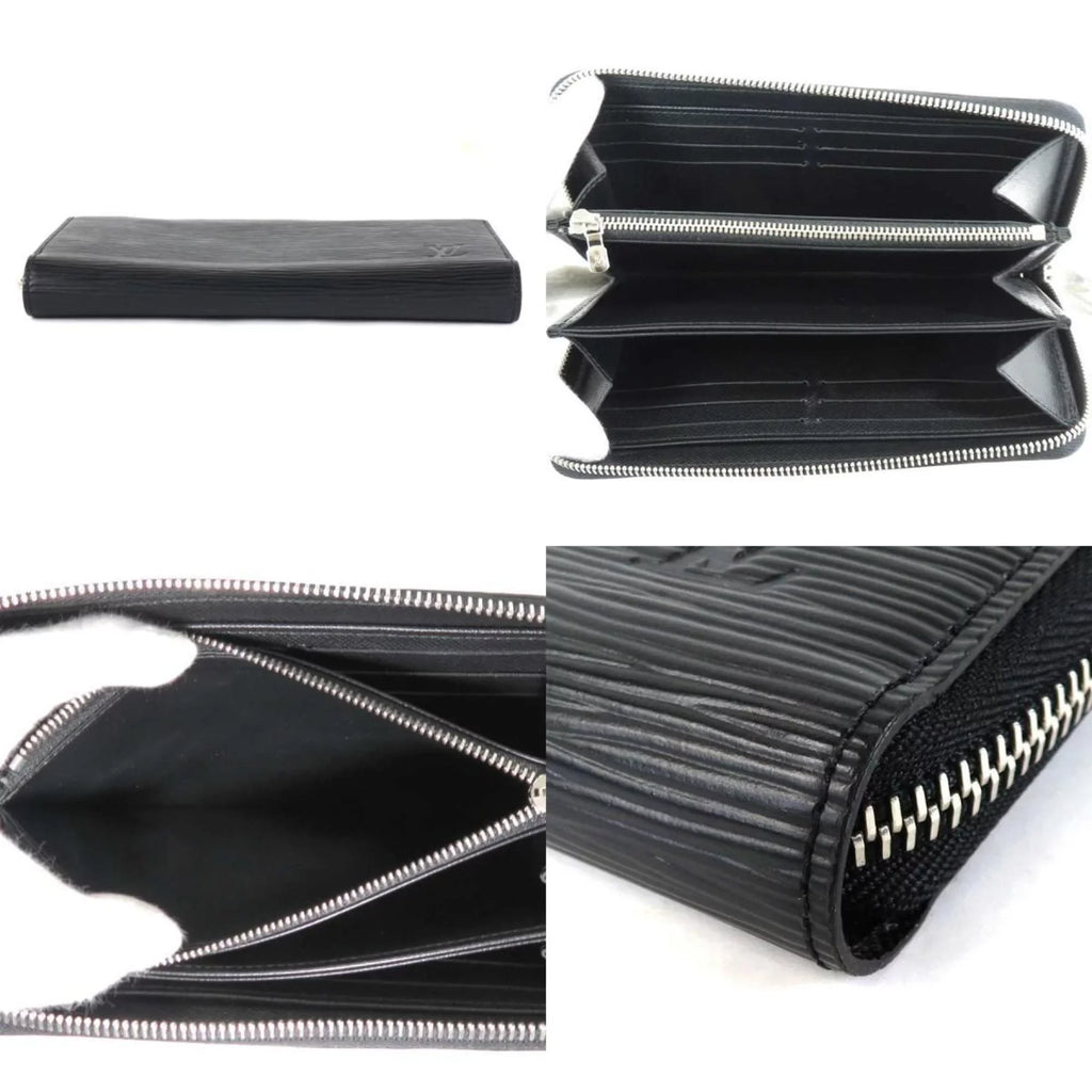 Pre-Owned Louis Vuitton LOUIS VUITTON Round Zipper Long Wallet Epi Zippy Leather Midnight Silver Unisex (Good)