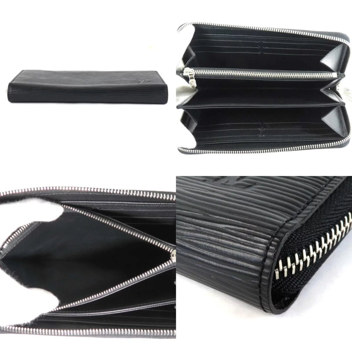 Pre-Owned Louis Vuitton LOUIS VUITTON Round Zipper Long Wallet Epi Zippy Leather Midnight Silver Unisex (Good)