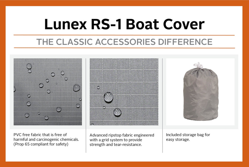 Classic Accessories Lunex RS-1™ Boat Cover, Fits Boats 16' - 18.5' L x 98" W, Trailerable Boat Cover with All-Weather Ripstop Fabric, Model C