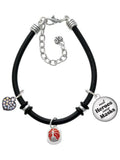 Delight Jewelry Silvertone Red Enamel Firefighter Helmet Dome Real Heroes Wear Masks Charcoal Rubber Charm Bracelet