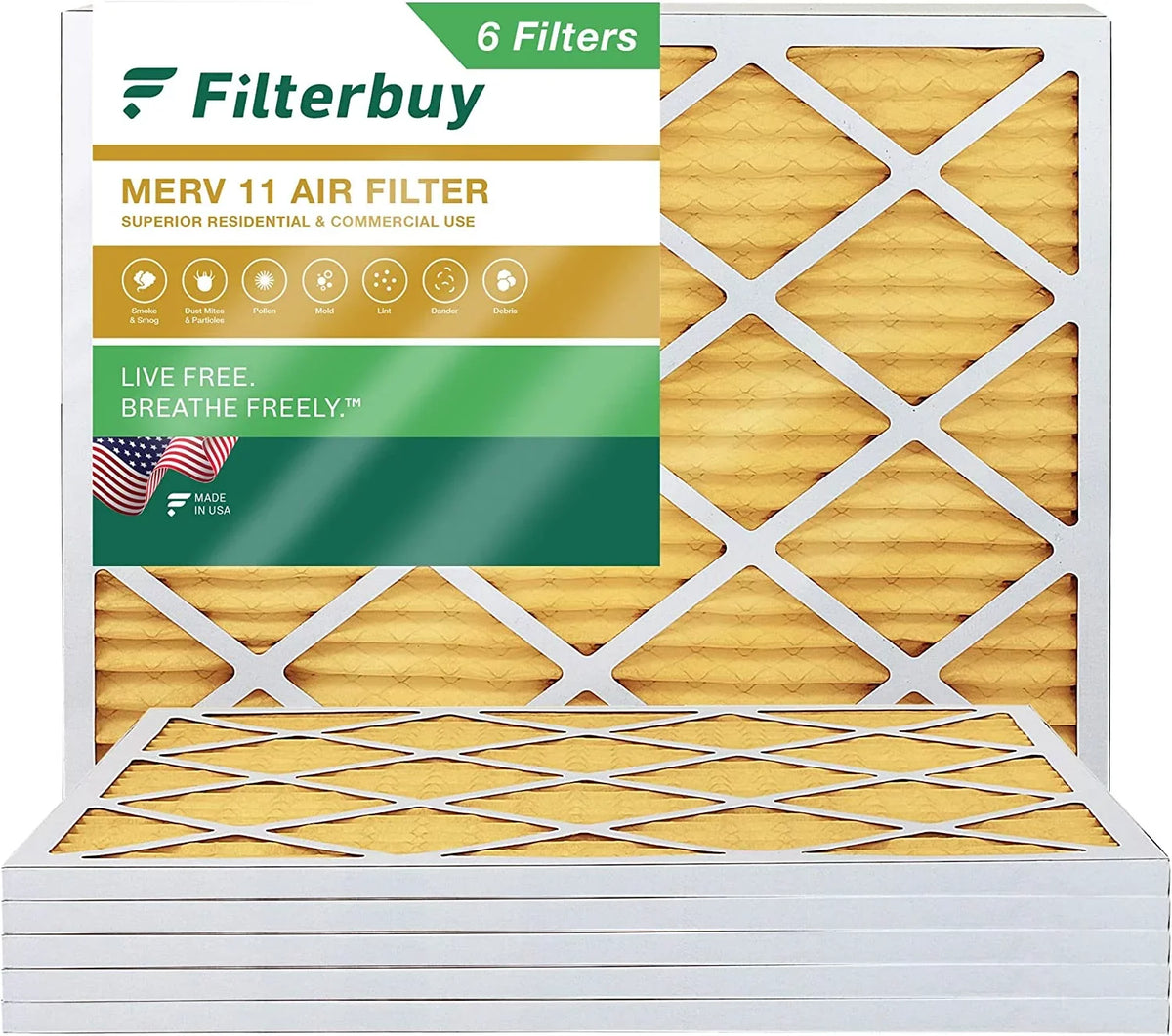 Filterbuy 25x32x1 MERV 11 Pleated HVAC AC Furnace Air Filters (6-Pack)