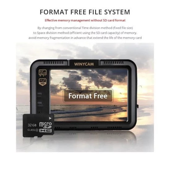 WinyTech 5MP Car Charcoal box dash cam HD wide angle Dual cameras 3.5" LCD touch Screen