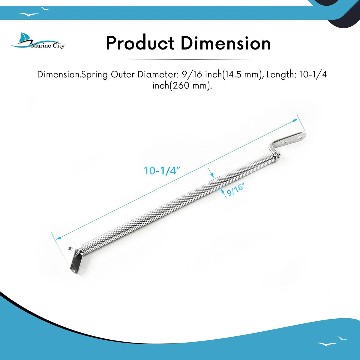 Marine City Stainless-Steel Hatch Spring Adjuster with U-Bolt and L-Shape Plate 8-1/4 Inch or 10-1/4 Centimeter Length: 10-1/4 Centimeter