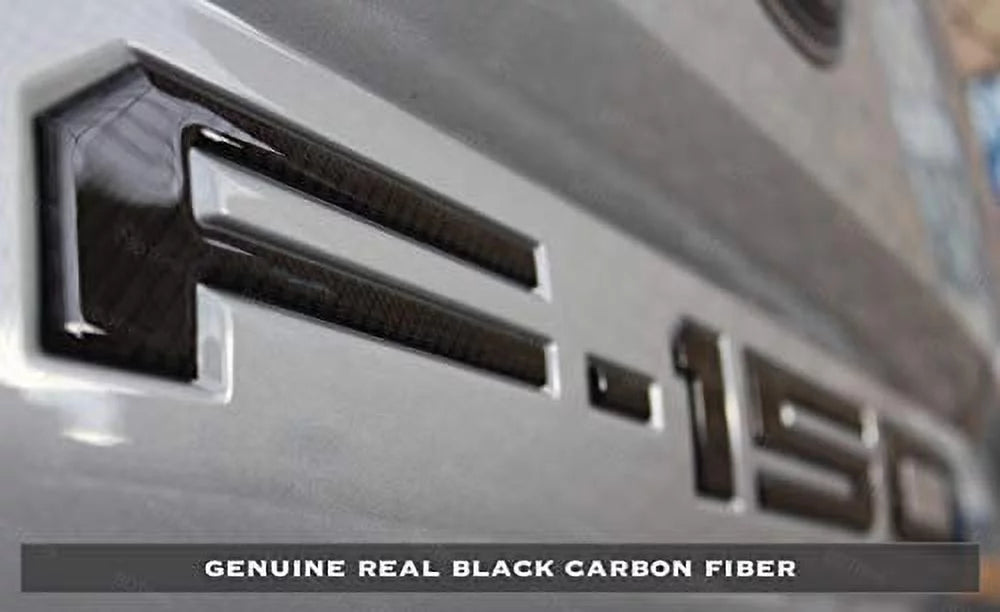 BDTrims | Domed Raised Tailgate Letters Inserts fits 2018 2019 F-150 Models (Real Midnight Carbon)