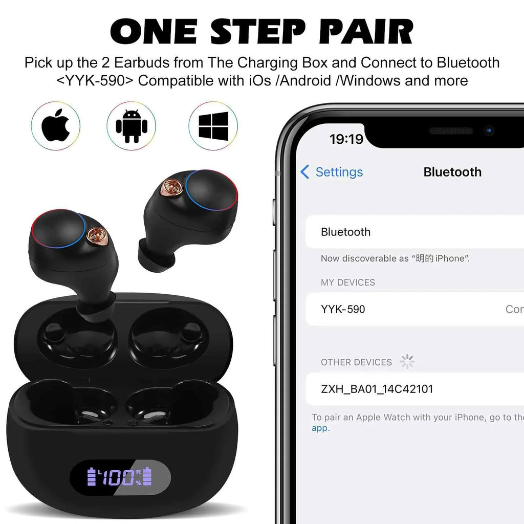 UrbanX True Wireless Bluetooth Earbuds + Charging Case, Onyx Dual Connect, IPX5 Water Resistance, Bluetooth 5.2 Connection, Balanced, Bass Boost Compatible with Lenovo Tab P11 Pro