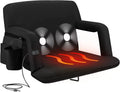 Alpcour X-Wide Heated Massage Reclining Stadium Seat - Extra Thick Waterproof Chair with Wide Back Support - Onyx
