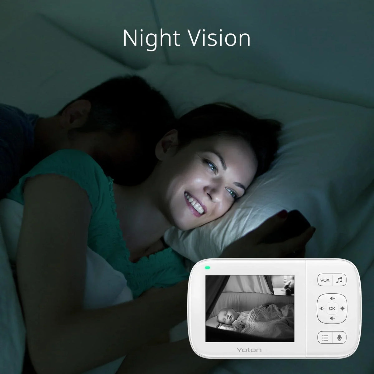 Yoton Baby Monitor with Camera, Unit LCD Screen Home Security, 2.4GHz Wireless Digital Transmission, VOX Mode, Temperature Sensor, Night Vision, 8 Lullabies, Two Way Talk