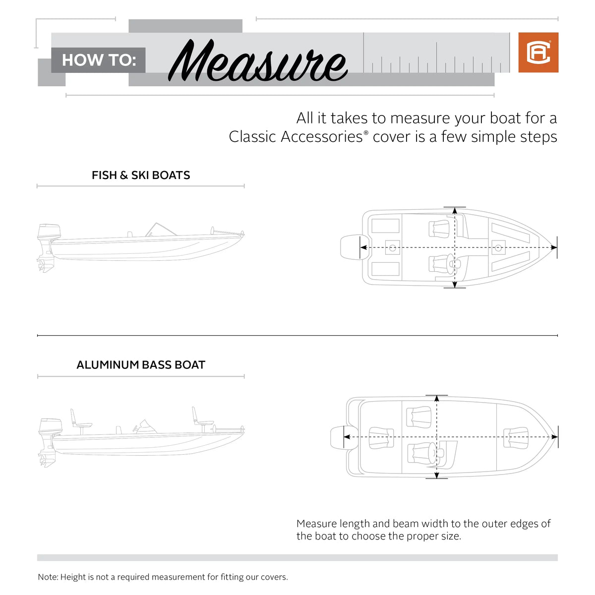 Classic Accessories Lunex RS-1™ Boat Cover, Fits Boats 16' - 18.5' L x 98" W, Trailerable Boat Cover with All-Weather Ripstop Fabric, Model C