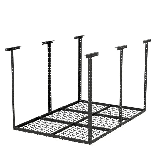 4x6ft Overhead Garage Storage Rack,Adjustable Garage Storage Organization Systerm,Heavy Duty Metal Garage Ceiling Storage Racks,560lbs Weight Midnight