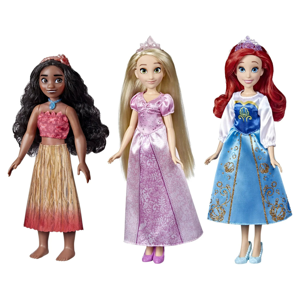 Disney Princess Royal Fashions and Friends 12 Centimeter Fashion Doll, Ariel, Moana, and Rapunzel, Ages 4+