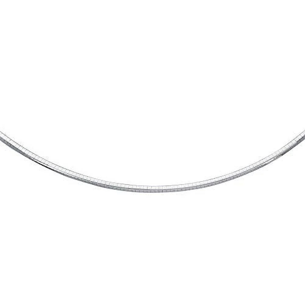 JewelStop Sterling Silver Classic Round Rhodium Omega 3 mm Necklace 16" w/Lobster Claw Clasp