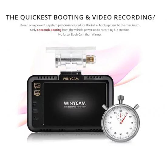 WinyTech 5MP Car Charcoal box dash cam HD wide angle Dual cameras 3.5" LCD touch Screen
