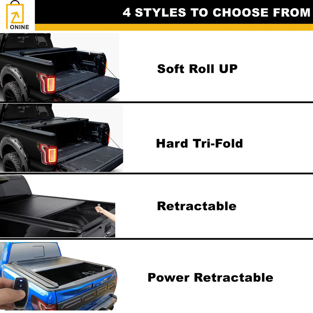 ONINE AWH Hard Tri-Fold Truck Bed Tonneau Cover Custom Fit 2019-2024 Dodge Ram 1500 New Body 5.7ft Bed(67"), Does not fit Classic, Does Not Fit with Multi-Function (Split) Tailgate or RamBox