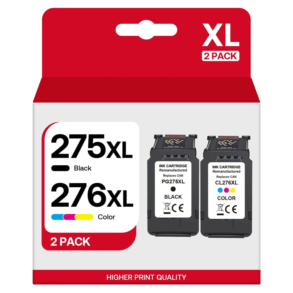 275XL 276XL Ink Cartridge Combo Pack Compatible for Canon PG-275 CL-276 275 276 XL Multi Value Pack Replacement for Canon PIXMA TS3520 TS3522 TS3500 TR4720 TR4722 TR4700 Printers (1 Dark 1 Color)