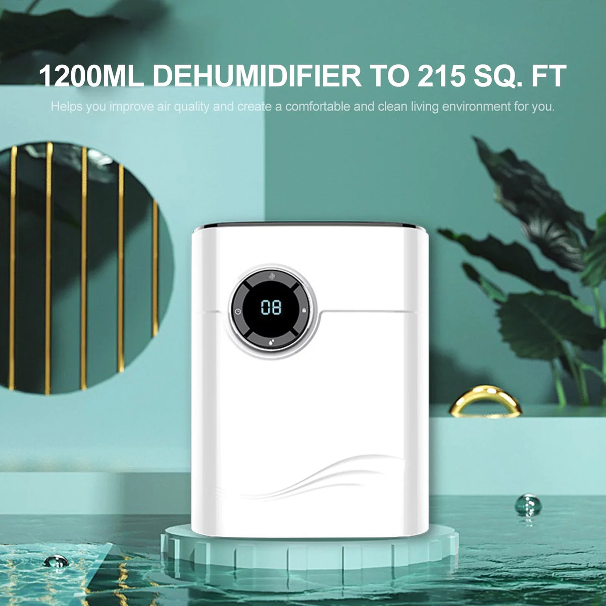 Compact Dehumidifier with Auto off Protection Ideal for Garages and Basements