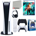 Sony Playstation 5 Disc Version (Sony PS5 Disc) with Midnight Dark Extra Controller, Headset, Media Remote, Battlefield 2042, Accessory Starter Kit and Microfiber Cleaning Cloth Bundle