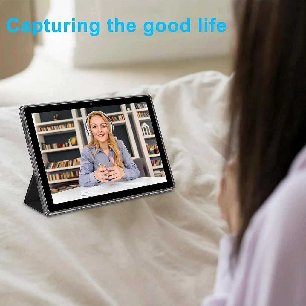 10 Inch Android 11 Tablet PC, 6GB RAM 128GB ROM/1TB Expandable Computer Tablets, BT 5G Wi-Fi 6 Quad Core Tableta, IPS HD Touch Screen, 8MP Camera, Google GMS Certified Tablets with Leather Midnight