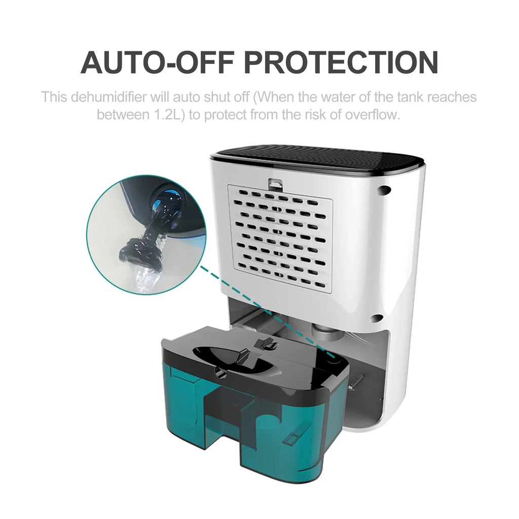 Compact Dehumidifier with Auto off Protection Ideal for Garages and Basements