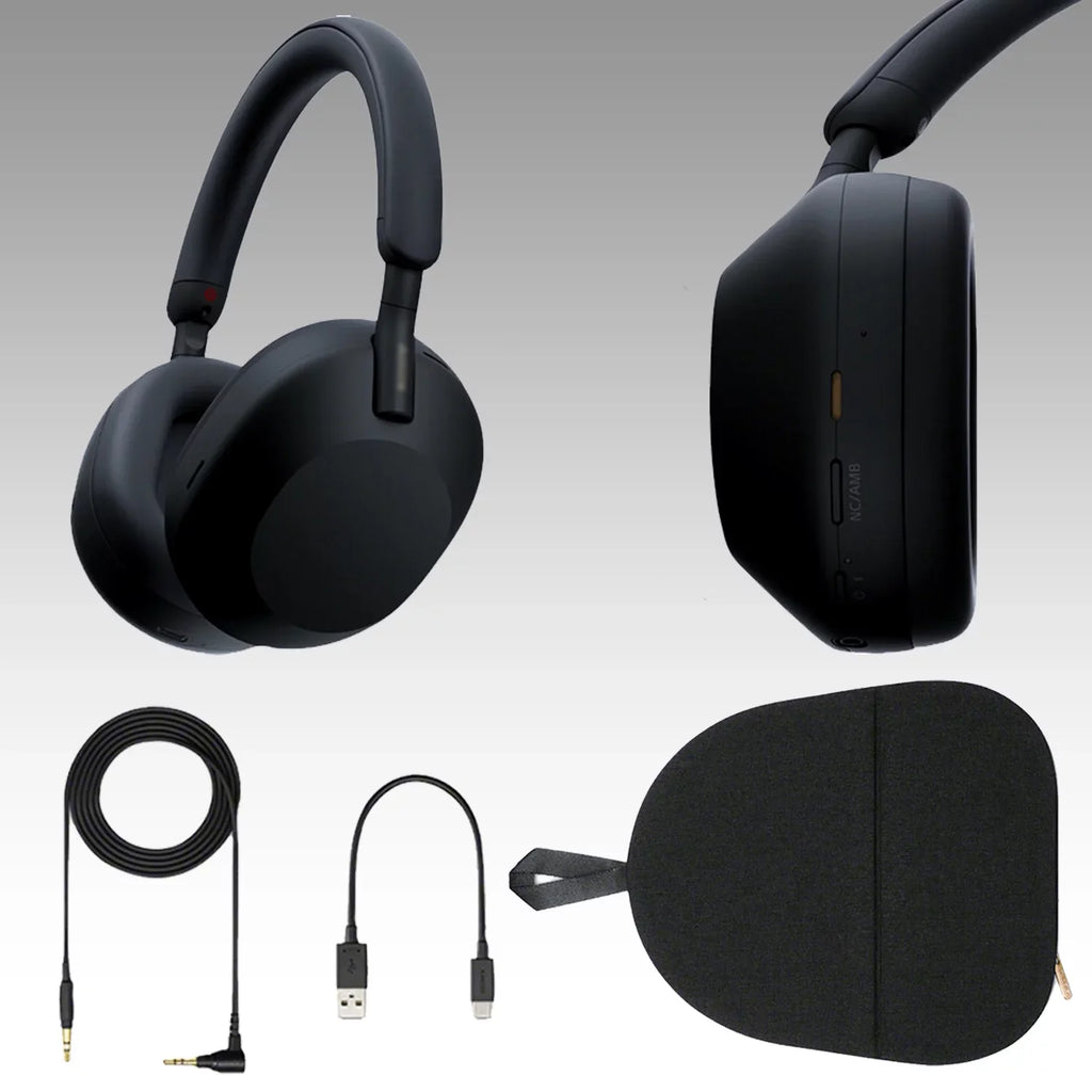 Ultimaxx Essential Sony WH-1000XM5 Noise-Canceling Wireless Over-Ear Headphones Bundle Onyx - Includes: Water-Resistant Gadget Backpack & More (7pc Bundle)
