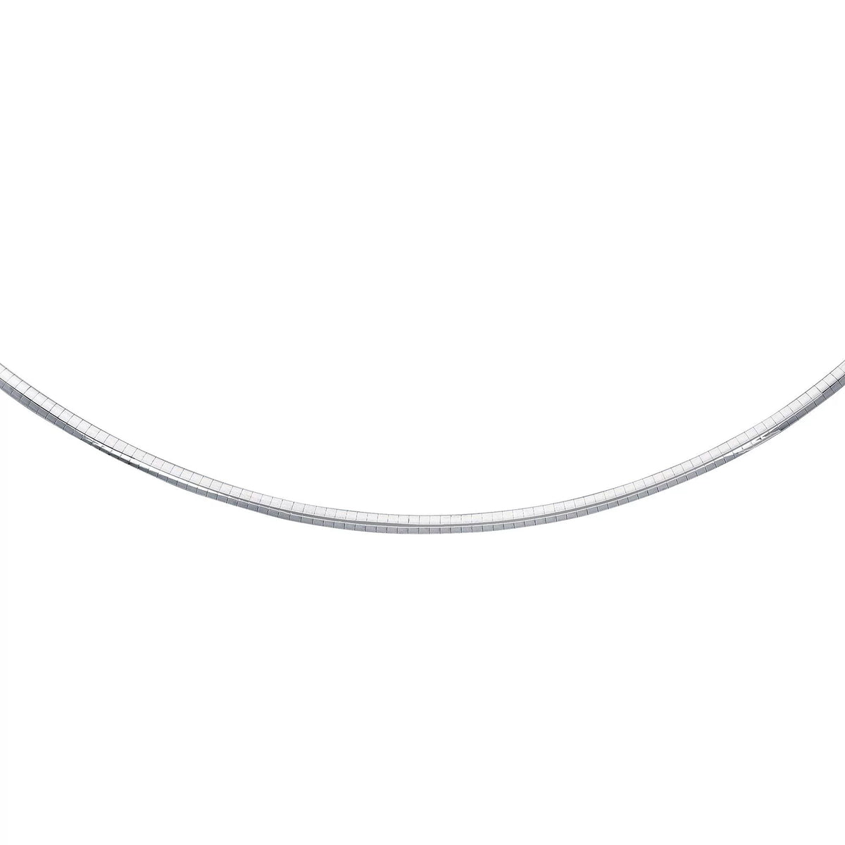 JewelStop Sterling Silver Classic Round Rhodium Omega 3 mm Necklace 16" w/Lobster Claw Clasp
