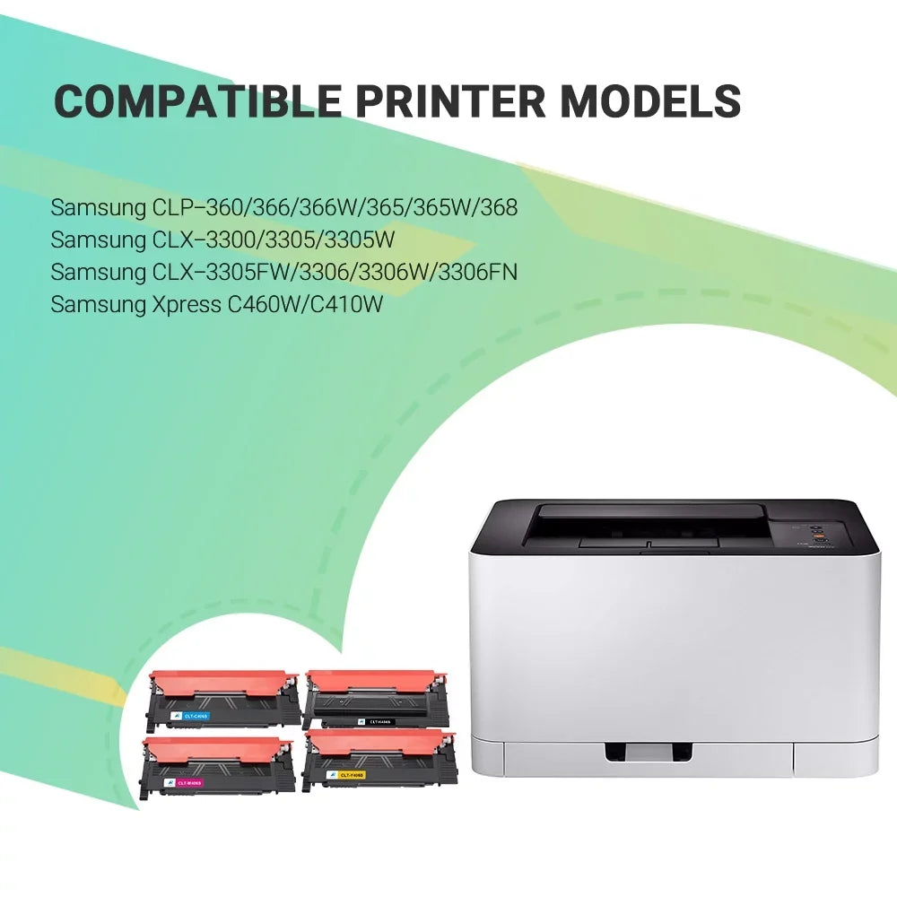 AAZTECH 5-Pack Compatible Toner Cartridge for Samsung CLT-K406S CLT-C406S CLT-Y406S CLT-M406S 406S Printer Ink Dark