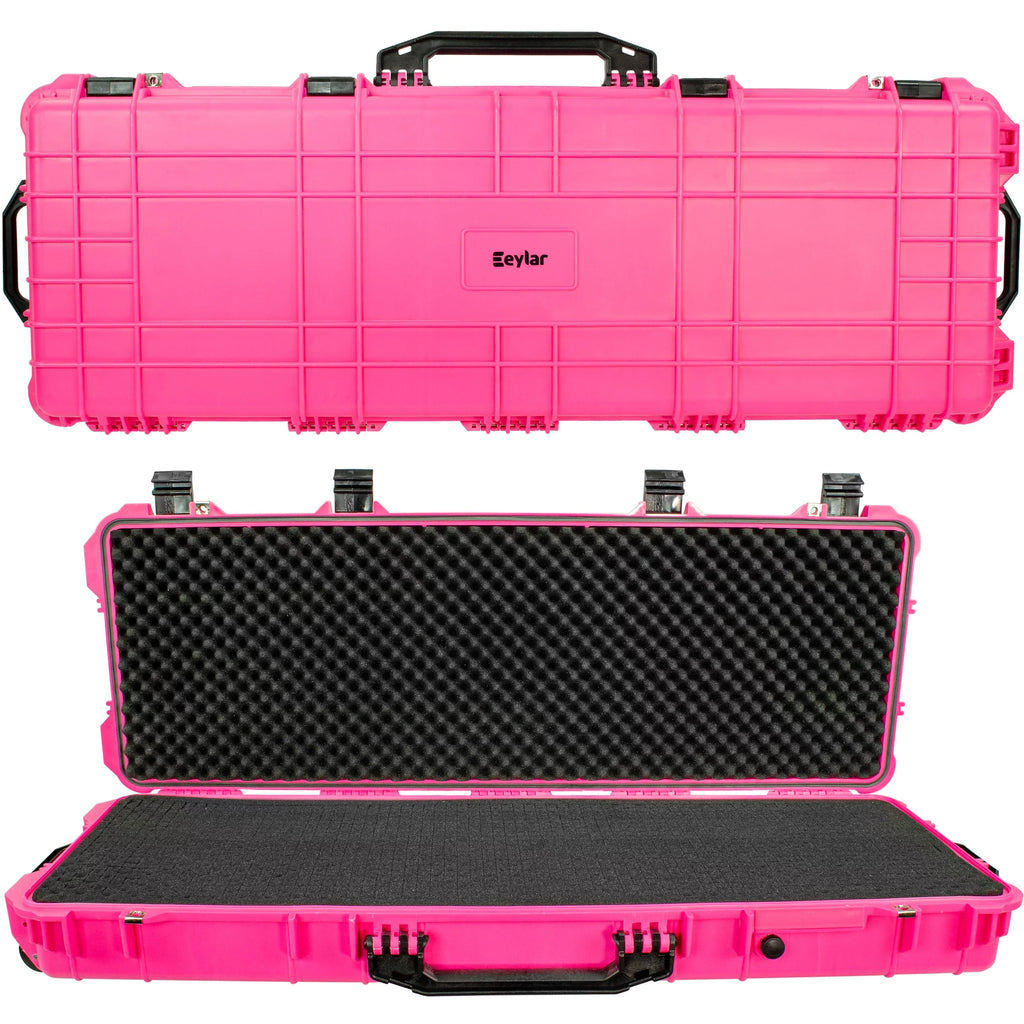 Eylar 44 Inch Roller Rifle Hard Case with Foam Waterproof & Crushproof Pink