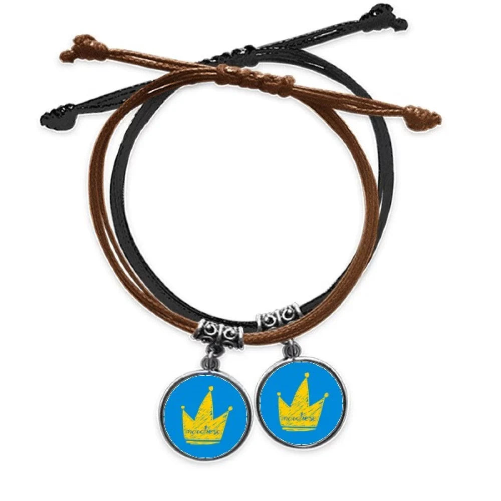 Doodle Scrawl Graffiti Marchese Headgear Bracelet Double Leather Rope Wristband Couple Set