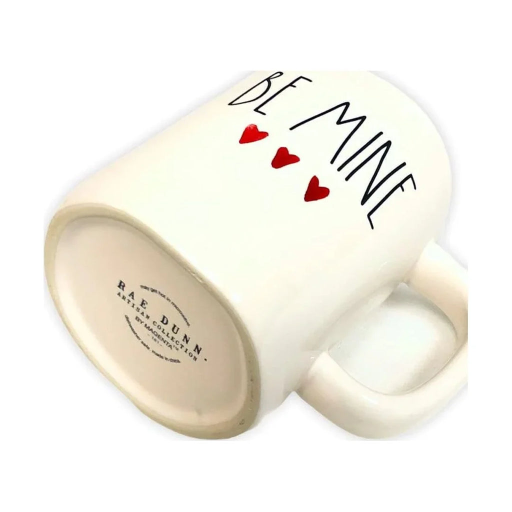 Rae Dunn By Magenta White BE MINE Ceramic Mug with Dark LL Letter Interior Red Tea Mug Valentines Day Gift