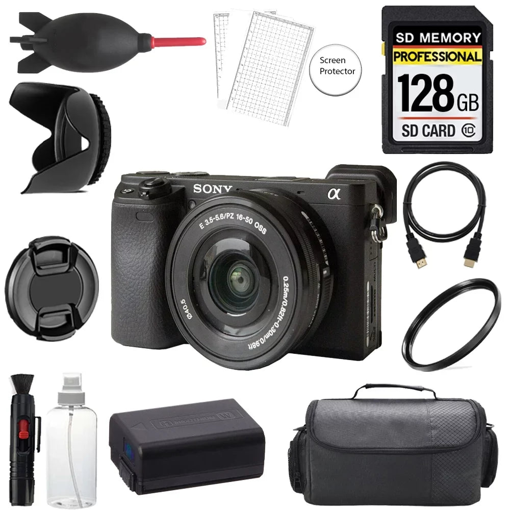 Sony Alpha a6400 Mirrorless Digital Camera with 16-50mm Lens + 128GB + Bag+ UV Filter- Basic Kit