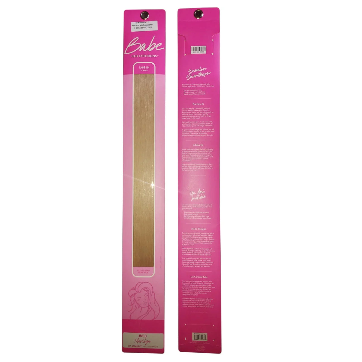 Babe Tape-In 18 Unit Marilyn #613 Hair Extensions 10 Wefts Straight Color