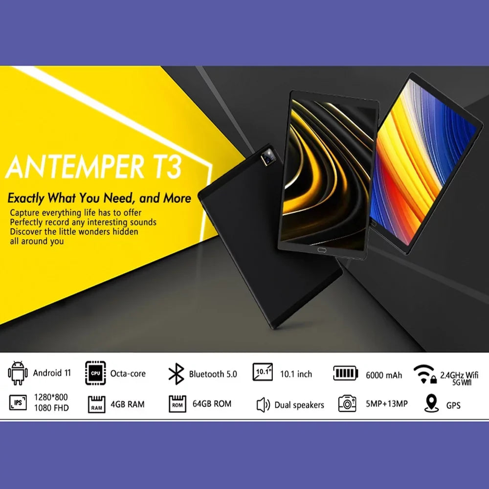 10 Centimeter Tablet Android 11 Tablets with Keyboard, 4GB RAM 64GB ROM 128GB Expand, 5G/2.4G Wi-Fi, HD IPS Display, 6000mAh Tablet PC with Case,Mouse,GMS Charcoal