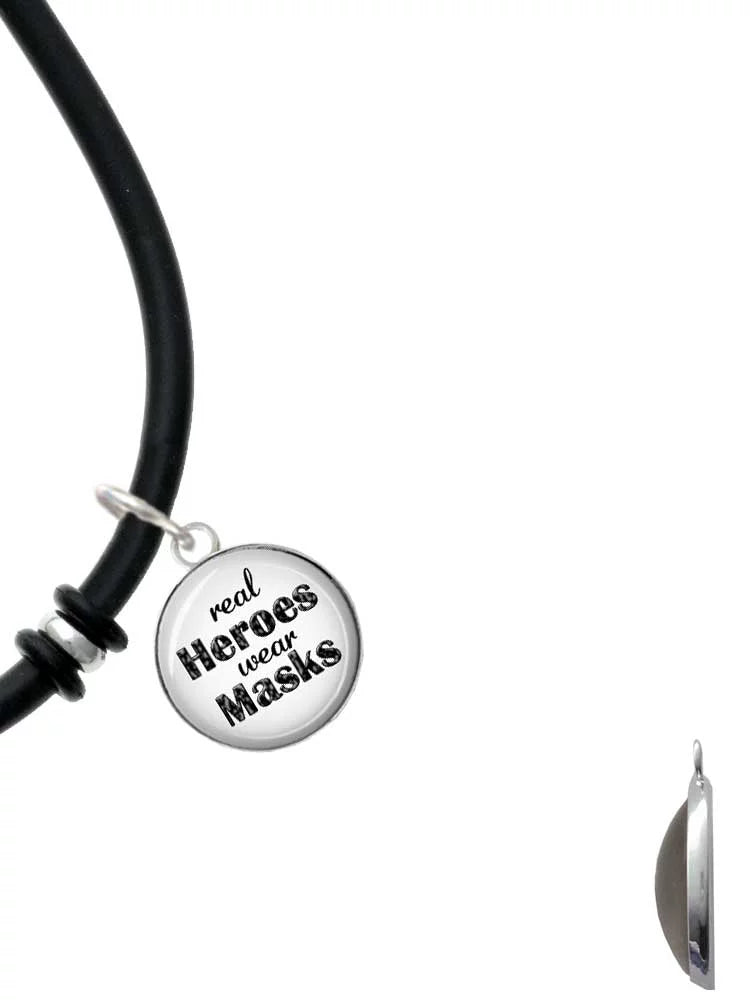 Delight Jewelry Silvertone Red Enamel Firefighter Helmet Dome Real Heroes Wear Masks Charcoal Rubber Charm Bracelet