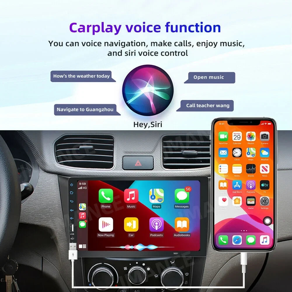 JMANCE MP5 Apple Carplay Android Auto Car Audio GPS 9" Single Din FM Radio with Camera