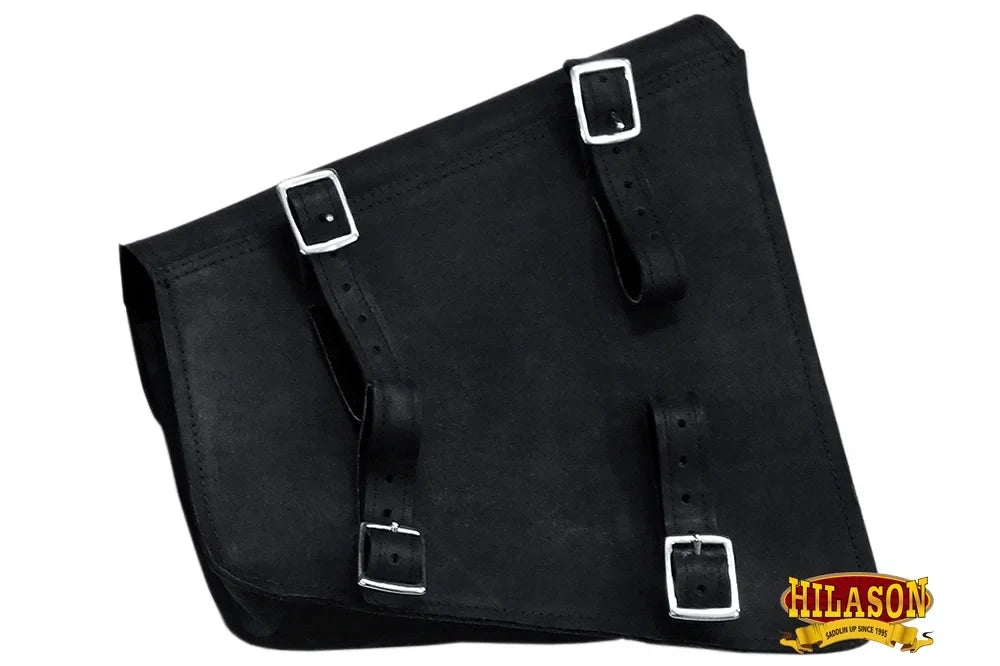 15HS Motorcycle Bike Right Side Saddle Bag Leather Rigid Flap Solo Western