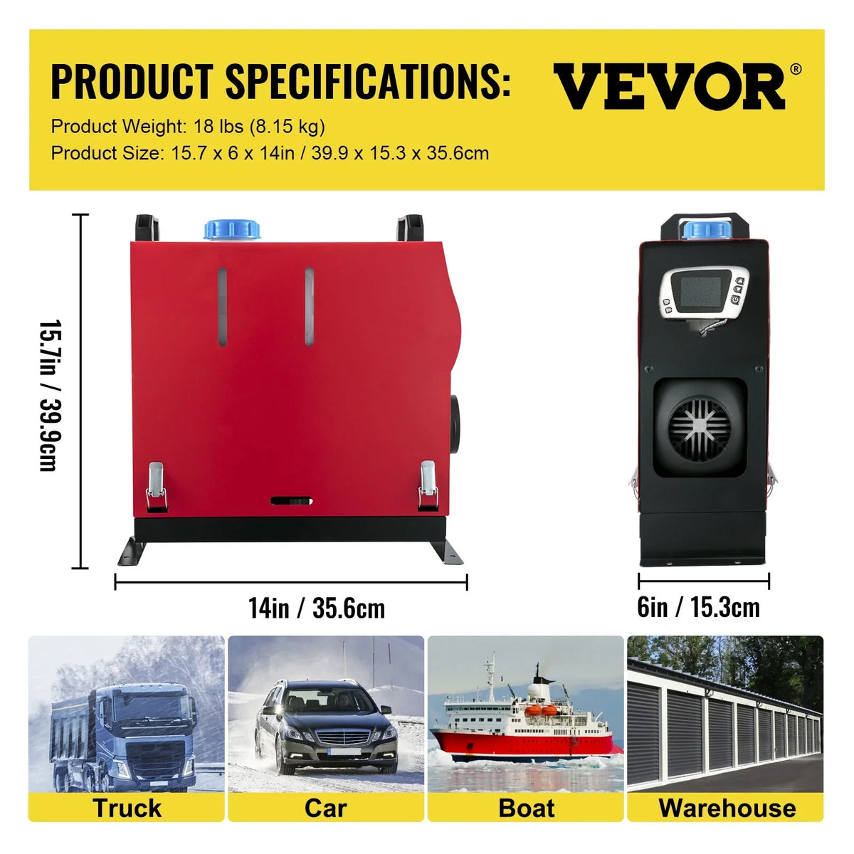 VEVORbrand Diesel Air Heater All in One 12V 8KW, Diesel Parking with LCD Switch, Silencer, Wireless Control and One Air Outlet for Car, Bus, Truck, Boat Trailer Motorhomes Engineering Vehicles