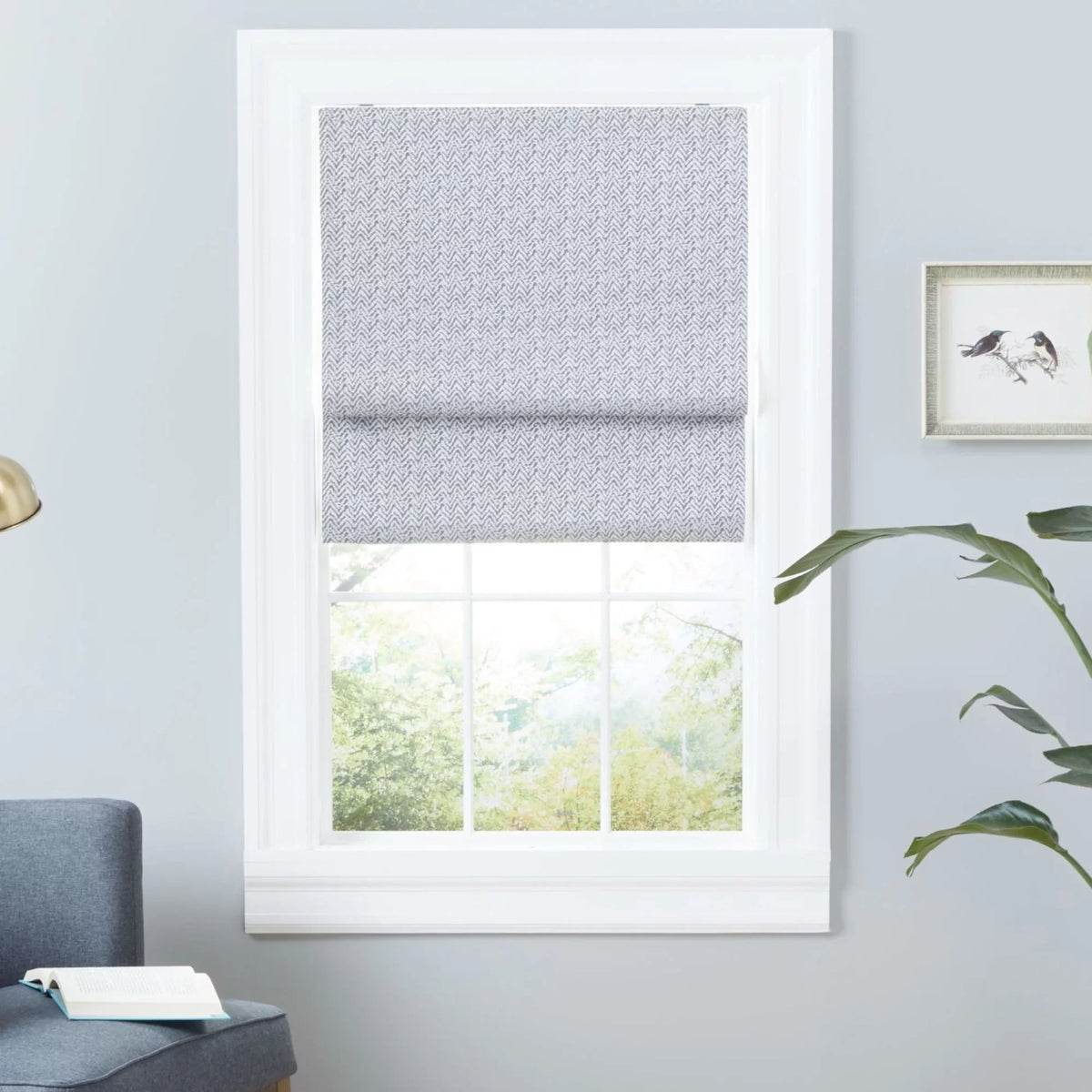 Exclusive Home Esme Total Dark Roman Shade, 34"x64", Dark Grey