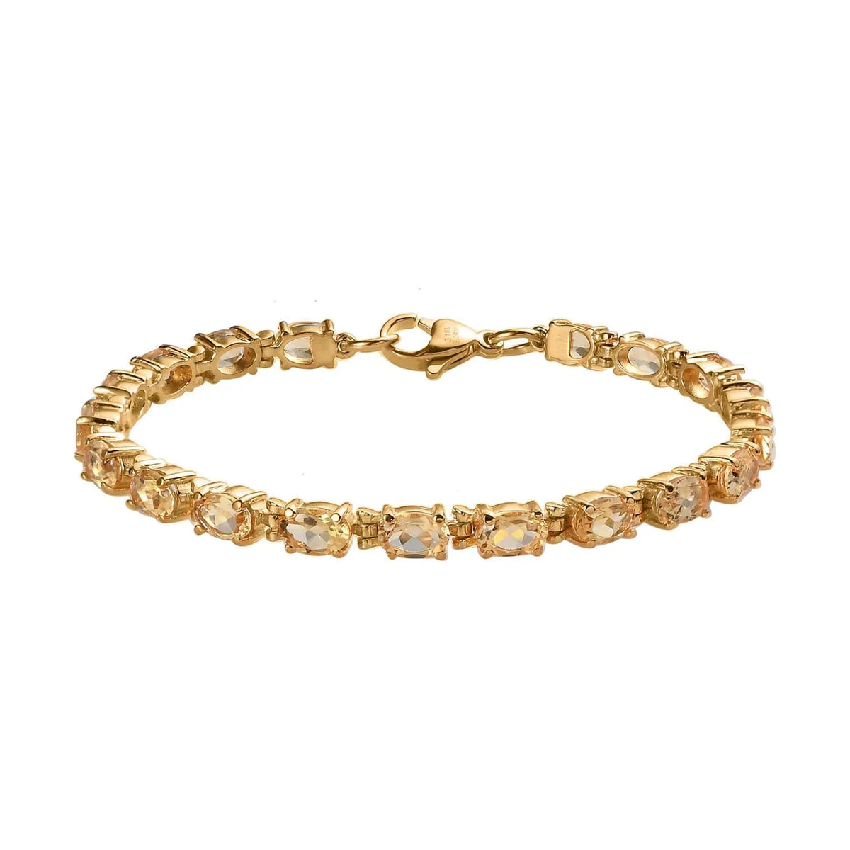 Shop LC Citrine Oval Stainless Steel Yellow Gold Ion Plated Bracelet for Women Jewelry Size 7.25" Ct 7.38 Birthday Gifts